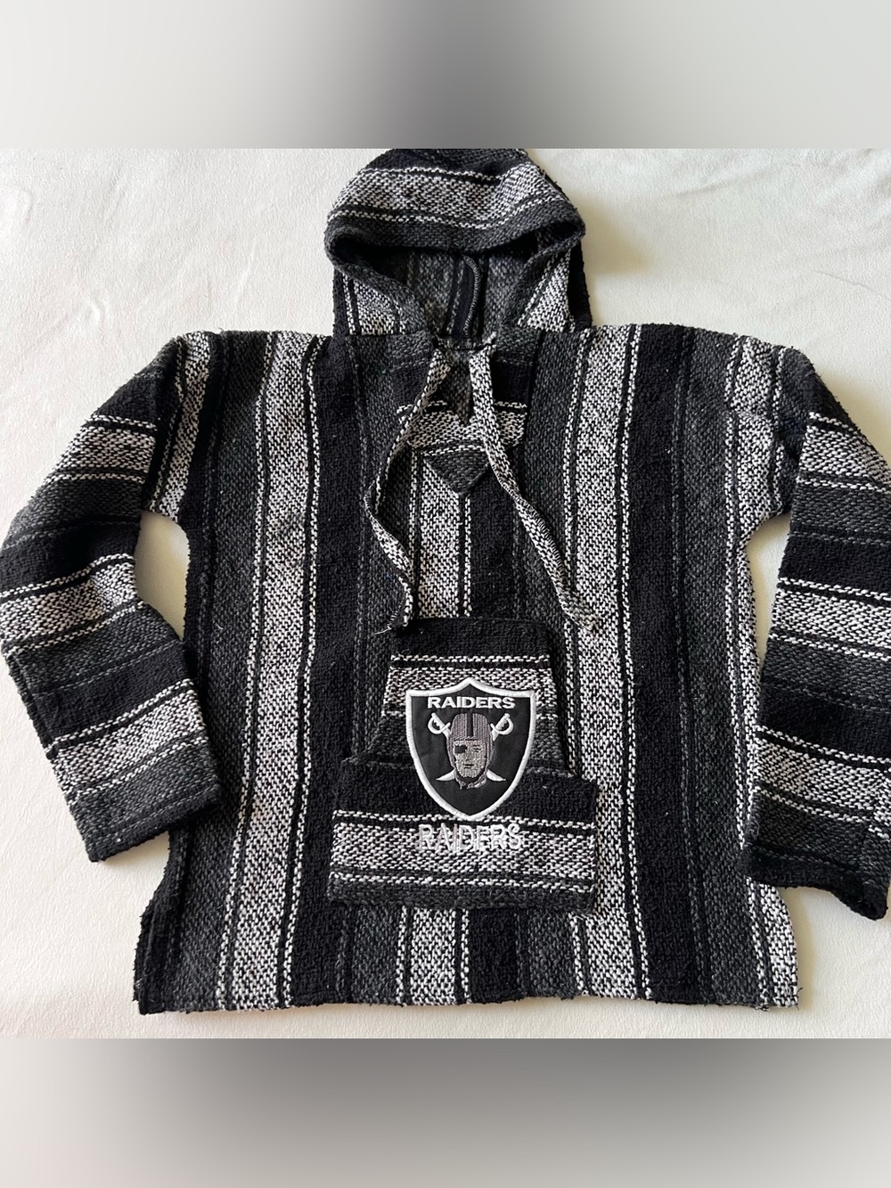 Kids Black & Gray Raiders Hoodie Jacket blanket sweater Oakland